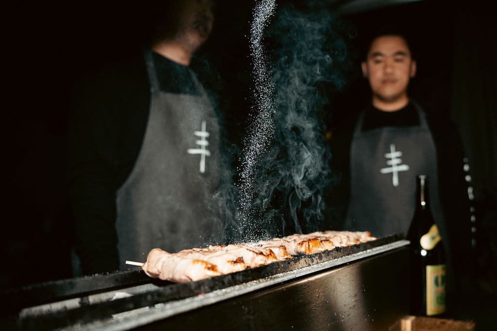 Yakitori over charcoal smoke